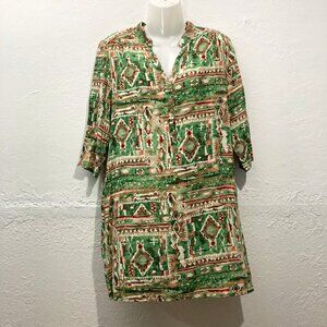 Klaus Dilkrath Maya Mini Dress Africa Tunic Green Button Plaquette Artsy 40
